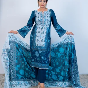 Till Blue Three-Piece Set Unstitched